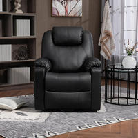 Fauteuil inclinable moderne en PU noir avec fonction de massage pour la maison, le bureau, le salon, la chambre ou l'atelier