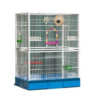 Villa pour oiseaux multi-niveaux en métal avec fermeture à bouton et ceinture, cage d'élevage spacieuse en tube carré de fil de fer