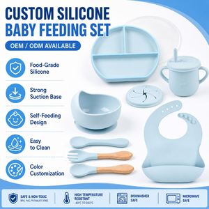 Ensemble de fournitures d'alimentation pour bébé LA Premium, bol à ventouse en silicone pour l'apprentissage de la diversification alimentaire, bavoir à motif de dessin animé, utilisation domestique, certifié sûr, Bul - Product Image 1