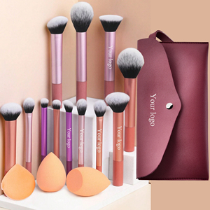 Nouveau modèle 2026 – Ensemble de 15 pinceaux de maquillage vegan de luxe, doux et haut de gamme, personnalisables sans marque, pour le visage, les yeux et les lèvres, avec pochette en PU - Product Image 1