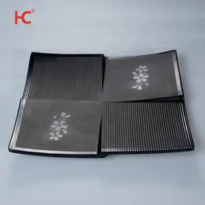 Factory High Quality 9''11''Melamine Dinnerware Japanese 100% Melamine Black Color Square Plate Stocked Wholesale