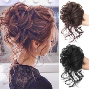 Chignon en cheveux humains FQ à clipser, ondulations lâches, 20 cm, pour femmes, extension de coiffure relevée - Product Image 2