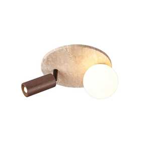 Lámpara de <span class=keywords><strong>techo</strong></span>/pared de doble Luz | Wabi-Sabi E14 <span class=keywords><strong>Globo</strong></span> y foco ajustable | Accesorio de iluminación minimalista con textura de piedra - Product Image 1