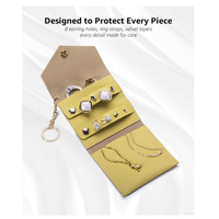 Nouvelle Pochette à Bijoux Pliable en Cuir PU, Mini Organisateur de Voyage Portable pour Chaînes de Perles, Boucles d'Oreilles et Bagues - Vente en Gros