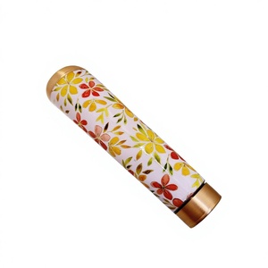 Botella de Agua de Cobre Puro con Estampado Floral de Lujo, Recipiente para Bebidas Pintado con Esmalte, Diseño Floral, con Tapa Hermética - Product Image 2