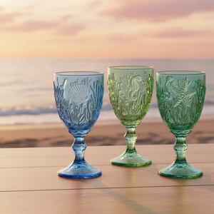 Juego de Copas de Vino <span class=keywords><strong>Artland</strong></span> Marine Modernas y Elegantes, Copas Verdes, Juego de 4, Capacidad de 250 ml, Empaque Personalizado, Diseño en Relieve - Product Image 6