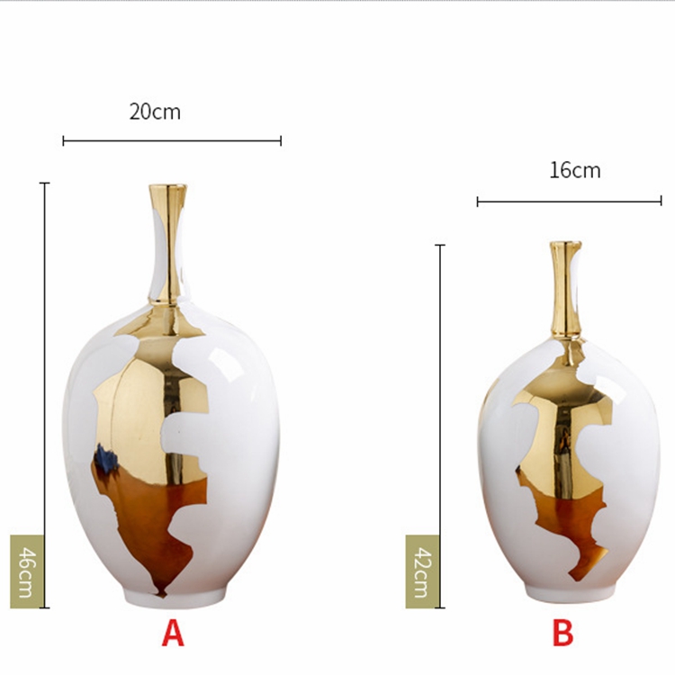 Creative and elegant living room table flower arrangement gold plated ceramic vase