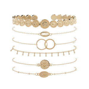 Vintage Gold Plated Alloy <b>Bracelet</b> <b>Set</b> Plant Pattern Women's Jewelry 6 Piece Boho Style Fashion Jewelry <b>Sets</b> - Product Image 3