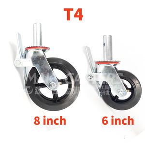 Jianli Andaime Rodízios Rodas com Freio 360 Graus Placa superior Giratória Heavy Duty Iron Core Rodízio De Borracha Preto 6 polegada 8 polegada - Product Image 4