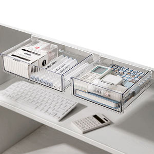 Under Desk Hide Sliding Drawers Space Organizer Creative Paste Type PP Plastic Computer Desk Bottom Drawer Storage Box Bins