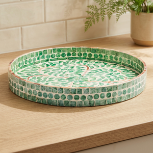 Plateau de service et décoratif en nacre fabriqué à la main au Vietnam avec incrustation de coquillages, écologique, pour la maison et la cuisine - Product Image 3