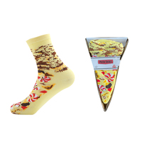 Vente en gros, fast food personnalisé, chaussettes en coton à la mode jacquard pour femmes, boîte à pizza heureuse pour hommes
