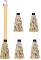 Ensemble d'outils de barbecue HOHE de qualité alimentaire avec manche long en bois, brosse à huile et sauce, serpillière à badigeonner, têtes remplaçables, grillades antiadhésives