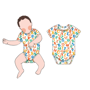 ชุดจั๊มสูทเด็กทารก Little Glow Kid ผ้าถักระบายอากาศดี แขนสั้น ติดกระดุมท้าย ชุดรอมเปอร์เด็ก ชุดบอดี้สูทเด็ก - Product Image 3