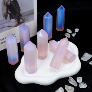 Tour en opalite naturelle en gros, pointe de cristal de guérison pour la décoration intérieure, artisanat en cristal sculpté, tour en cristal d'opalite - Product Image 4