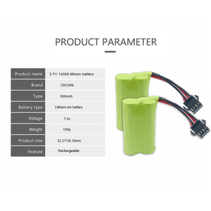 CROWN C <span class=keywords><strong>Prix</strong></span> de gros 14500 Batterie au lithium 7.4V 500mAh avec prise SM - Product Image 5