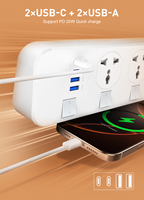 Haute qualité LDNIO SC4408C multiprise 4 Outlest + PD20W prise de courant d'extension de Port de Charge rapide USB avec interrupteur individuel