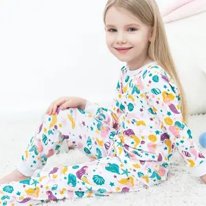 Toddler Pajamas Girls Children's Pajama Girls Mermaid Scallop Print Nightwear Pajamas For Girls