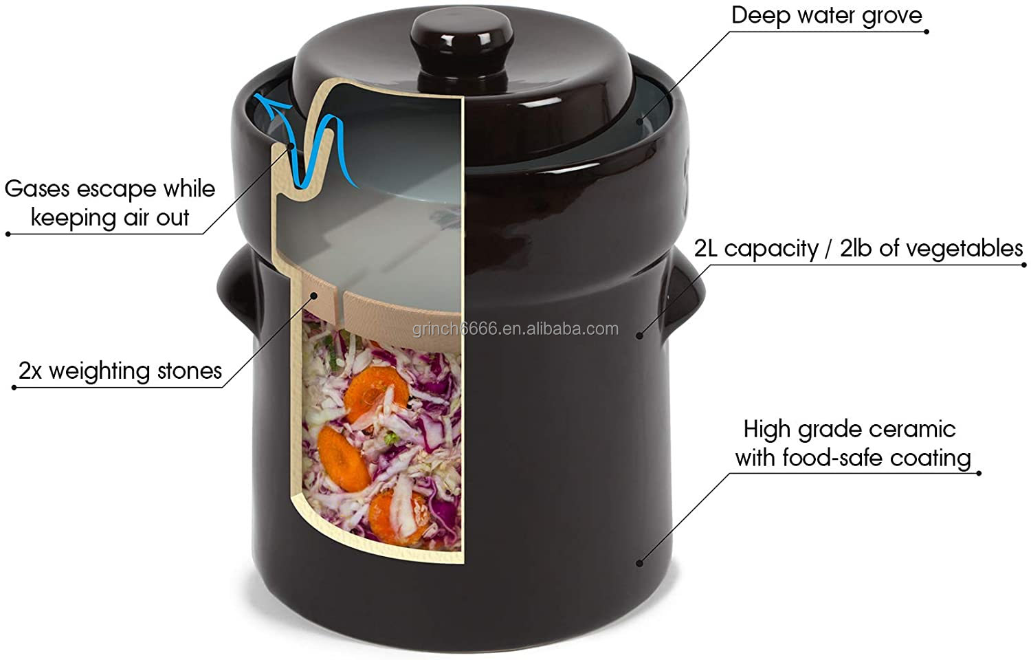 Pot De Fermentation Transparent Pour Légumes Et Cornichons - 15 Cm De Hauteur - En Plastique - Neuf