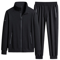 Ensemble de sport décontracté patchwork uni pour homme, grande taille, col montant, cardigan, fermeture à cordon