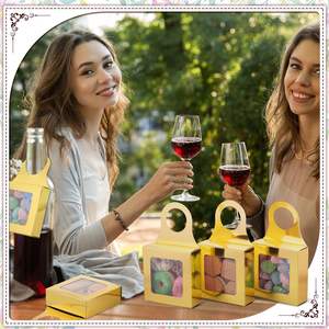 Boîte cadeau pour vin en papier kraft, petite boîte à biscuits avec fenêtre - Product Image 5