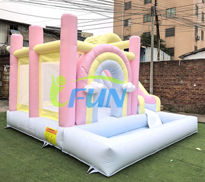 Structure gonflable arc-en-ciel pastel avec <span class=keywords><strong>toboggan</strong></span> et piscine à balles en bâche PVC, combo <span class=keywords><strong>toboggan</strong></span> gonflable pour enfants, idéal pour les mariages - Product Image 5