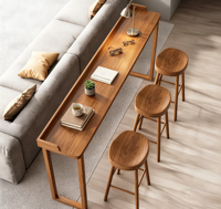 Table de bar en bois massif pour usage domestique, café et bar, pour bord de fenêtre, avec crédence, ensemble table longue et chaises