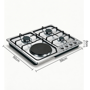 Cuisinière à <span class=keywords><strong>gaz</strong></span> encastrable RAF R.8049, <span class=keywords><strong>3</strong></span> brûleurs <span class=keywords><strong>gaz</strong></span> + <span class=keywords><strong>1</strong></span> <span class=keywords><strong>plaque</strong></span> <span class=keywords><strong>électrique</strong></span> hybride, 1500W, panneau en acier inoxydable, allumage par impulsions, <span class=keywords><strong>plaque</strong></span> à <span class=keywords><strong>gaz</strong></span> NG - Product Image 6