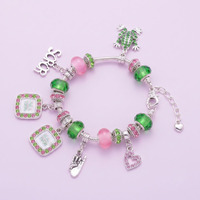 Bracelet en métal émaillé personnalisé, taille sur mesure, cadeau pour étudiante, sesterce, haute qualité, tendance, commande en petite quantité, vente en gros, bracelet à lettres grecques
