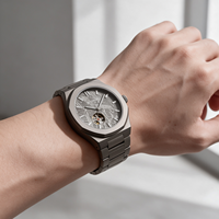 Montre mécanique de luxe pour homme avec logo personnalisé, tourbillon, cadran lumineux, automatique, petit cadran, bracelet en acier inoxydable de 22 mm, montre-bracelet pour homme
