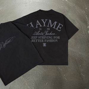 Camiseta Corta Estampada de Corte Cuadrado para Hombre, Estilo Clásico, 100% Algodón, Color Negro, Personalizada OEM - Product Image 2