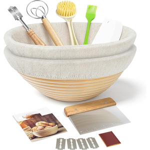 Kootek Ensemble de 2 kits de levage de pâte à pain en bambou imperméable, ronds de 9 pouces, pour levain, fournitures et outils de pâtisserie, fouet à pâte - Product Image 1