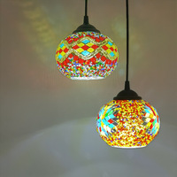 1pc Lampe suspendue en forme de globe en mosaïque turque, lampe suspendue colorée faite à la main pour café, bar, chambre à coucher