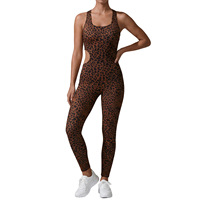 Combinaison de yoga pour femme, nouvelle collection, imprimé léopard, en spandex/polyester, pantalon long, haute élasticité, séchage rapide, résistante aux plis, pour le sport
