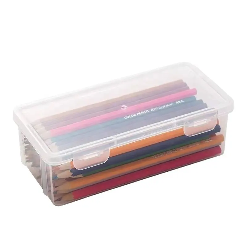Einfaches und transparentes Plastik-Bleistiftetui, Schreibwaren-Schachtel für Studenten, Bleistift-Aufbewahrungsbox