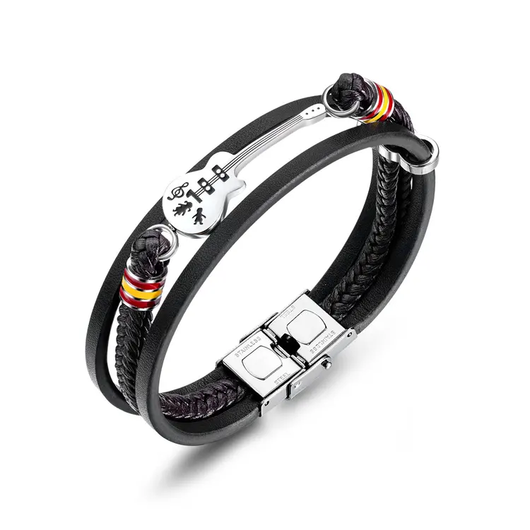 Herren Gitarren armband Heiß verkaufendes mehr schicht iges gewebtes Armband Leders eil armband