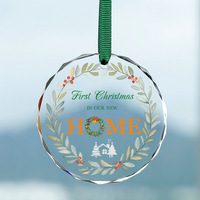 Vente en gros de pendentifs de Noël en verre K9 en forme de cœur vierge, personnalisables par impression UV, avec bords biseautés