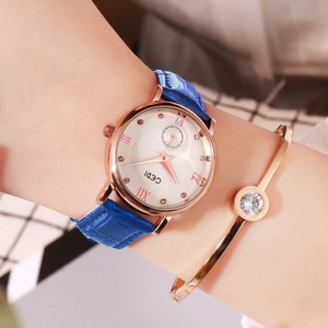 Preppy style artistic women's wristwatch simple diamond-set leather strap women's casual watch - Product Image 5