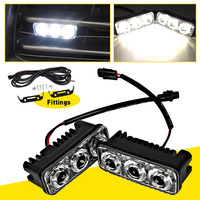 2x 3.5 pouces Feux de jour LED universels blancs pour voiture, feux de brouillard, accessoires