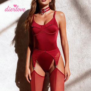 Dierlove Nuova Lingerie Sexy Intima da Donna, Elegante Body in Pizzo <span class=keywords><strong>Rosso</strong></span> per San Valentino, Certificato OEKOTEX - Product Image 2