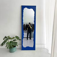 Miroir mural Art Déco abstrait irrégulier pleine longueur en alliage d'aluminium fait main, miroir décoratif coloré pour la maison