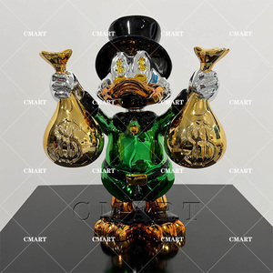 Statue en résine personnalisée Donald Duck et Scrooge McDuck, personnage de dessin animé célèbre, avec sac d'argent, thème millionnaire, pour les amateurs d'art, peinte à la main - Product Image 6