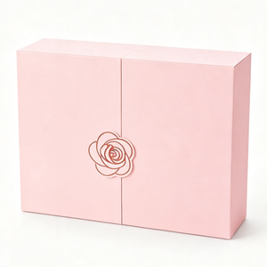 Custom <b>Pink</b> Double Door <b>Gift</b> Box with Rose Decor Rigid Cardboard Valentine's Day Packaging Mystery Blind Box for Jewelry - Product Image 1