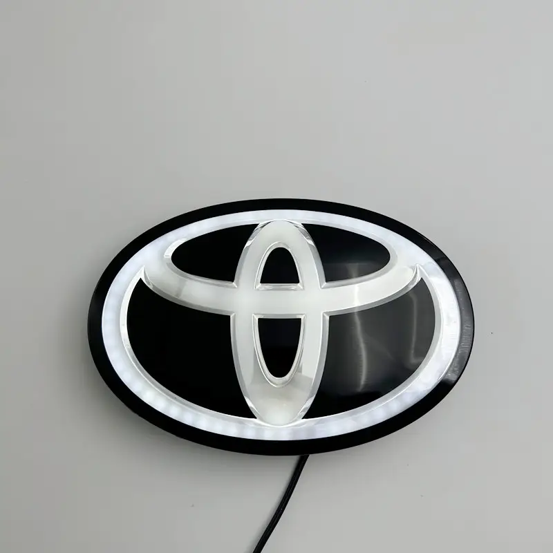 Griglia in plastica acrilica cromata nera griglia anteriore Led emblema auto distintivo per LC200 LC300 accessori