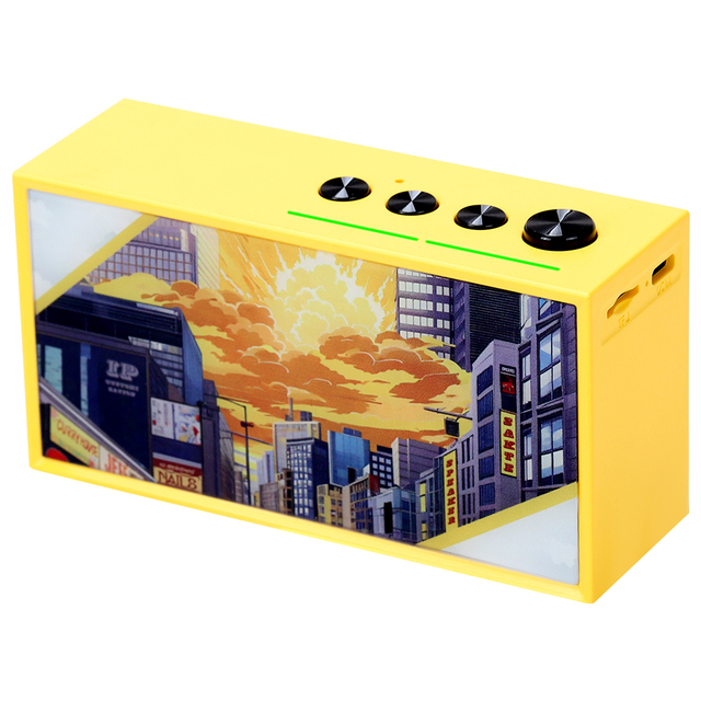2025 New Bt 5.4 Portable 4-Key TWS Speaker 5W with TF Card & USB/AUX Custom Pattern Mini Gift (Black/Yellow/White)