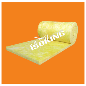 Isoking 25mm dày lợp kính cách nhiệt len cuộn cảm thấy 10kg/m3 16kg/m3 làm bằng vải sợi thủy tinh với PE chứng nhận bởi ISO - Product Image 1