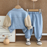 Ensemble de vêtements en jean pour bébé garçon, vente chaude, veste à col rabattu, haut à manches longues, jeans, ensemble de vêtements d'automne pour enfants