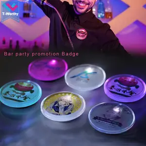 5センチメートルRound Shape Custom Logo Promotional Gift Light Up Flashing LED Badge