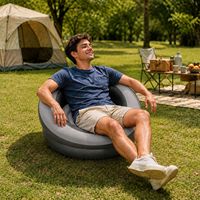 Canapé gonflable moderne pour une personne, en tissu pelucheux, chaise circulaire gonflable, canapé gonflable portable pour l'intérieur, l'extérieur, le camping, la maison, les loisirs