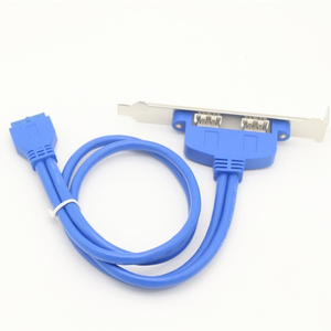 Carte mère 20Pin femelle vers câble déflecteur USB 3.0 à double port avec support de plaque de fente - Product Image 4
